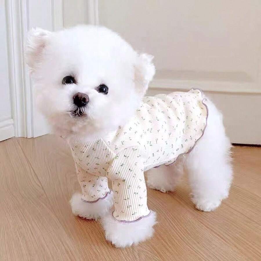 1pc Pet Dog Pajamas, Suitable For Teddy, Poodle, Corgi, New Floral Design, Autumn - Multicolor - View 1