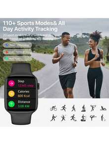Microwear 2.07" HD Touch Screen Unisex Smart Watch, Fitness Tracker, Phone Call, Heart Rate & Blood Oxygen Monitor, Sleep & Activity Tracking, Compatible With IOS & Android - Black - View 4