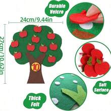 1/5 件毛毡和无纺布蒙特梭利果树数学学习玩具，数字 1-10，教育用品，学龄前学习玩具，数学玩具，圣诞礼物 - 彩色 - 查看 5