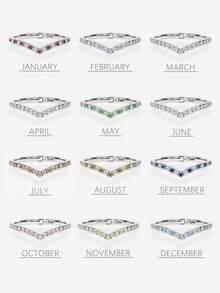 1pc Luxury S925 Sterling Silver V-Shaped Vita Chroma Ring With 12 Birthstones, Suitable For Women, Wedding, Gift For Girlfriend, Holiday - V-shaped - View 1