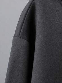 1pc Tween Girl Thermal Lined Thick Warm Sweatshirt, Young Student Clothing, Autumn/Winter Long Sleeve Top - Dark Grey - View 8
