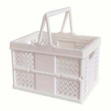 4-Piece Colorful Plastic Storage Basket With Handle Foldable Desk Organizer Box Multi-Purpose Container For Bedroom Office Kitchen Home Organization Stackable Portable Basket Rack Space Saving Solution - Multicolor - View 7