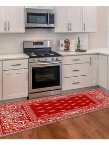 1/2/3 Stücke vintage rote Memory-Schaum weiche Bodenmatte, rutschfester dekorativer Küchenteppich und Badezimmermatte, geeignet für Heim- und Raumdekoration