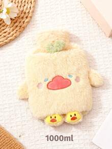 1 件男女通用卡通植绒热水袋，大容量，可重复填充，防爆，防漏，可拆卸，温暖暖手器，适合冬季户外露营、旅行、家庭、办公室、学校、宿舍、日常使用