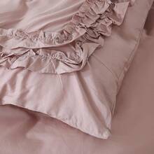 Merryword% Cotton Ruffled Duvet Cover Set King, White Shabby Chic Farmhouse Bedding Set French Country Cute Comforter Cover