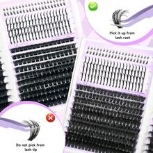 590PCS Lash Clusters Kit 100D+150D Individual Spikes Lashes With Bottom Lashes Cluster 10-20mm Spiky Manga Eyelash Clusters D Curl DIY Eyelash Extension Kit With Cluster Lash Bond & Seal  And Lash Tweezer For Anime Eyelashes - màu đen - Xem 6