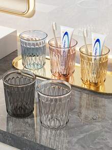 Multi-Function Plastic Toothbrush And Rinse Cup Holder Set - Freestanding, Non-Electric, Dust-Proof Bathroom Storage Rack With Adjustable Holder And Inverted Cup Design, Suitable For Home And Dorm Use