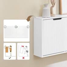 SoBuy Shoe Rack With 2 Flaps, Slim Shoe Cabinet, Shoe Rack With 2 Shelves, Shoe Chest Of Drawers, Shoe Storage, White, W X H X D Approx. 50 X 90 X 19 Cm FSR177-W - wall-mounted white - 查看 3