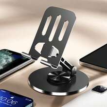360 Degree Rotating Phone And Tablet Stand - All-Metal Adjustable Height And Angle Ergonomic Stand, Sturdy Base, No Drilling Installation Required, Suitable For Smartphones And Tablets, Modern Design, Ideal For Home Office And Living Room, Tablet Holder, Metal Surface Finish - Xám - Xem 6