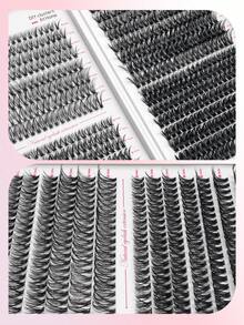 30D+40D+50D+60D Mixed 640pcs Eyelash Extension Kit, DIY Eyelash Extension Set, Individual Lash Cluster, D Curl Eyelash Extension Kit, Includes Adhesive, Sealant And Eyelash Extension Tools, Suitable For Daily Use, Parties, Travel, Or As Gifts For Family And Friends - 黑色 - 查看 5