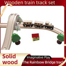 1 Box, Wooden Train Track, Solid Wood, Wooden Track For Kids,Expansion Set, Wooden House And Trees, Wooden Train Track Pieces - Expand Creativity, Wooden Train Tracks Accessories Expansion Pack Fits , Birthday Gift For Boys Girls Toddler Kids,For 3-7 Years Old Toddlers & Kids - WOODEN - View 6
