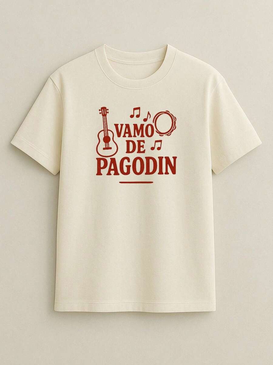 Shirt Basic T-Shirt Vamo De Pagodin Pagode  T-Shirt 100% Cotton Unisex - Cream - View 1