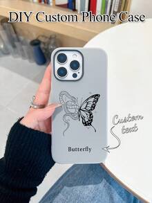 1 pieza Funda de teléfono personalizada con diseño de piel de serpiente con mariposa + Tu Nombre, compatible con iPhone 17 Pro Max/16 Pro Max/15 Pro/14 Plus/13 Pro/12 Pro Max/11/7P/XS/XR, accesorios personalizados