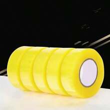 Caja de cinta adhesiva transparente para sellado al por mayor, cinta adhesiva de papel de embalaje express, cinta adhesiva de sellado de caja amarilla, rollo ancho de cinta de sellado