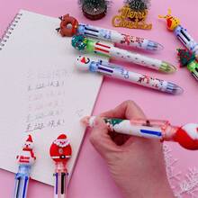 5pcs/Set Christmas 6-Color Cartoon Santa Claus Retractable Ballpoint Pens, 10-Color Decorative Pens For Journaling, Student Prizes - Multicolor - View 2