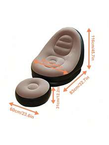 1 Set - Leisure Inflatable Sofa, Inflatable Recliner With Flocking Backrest, Inflatable Patio Recliner Suitable For Indoor Living Room And Bedroom, Outdoor Travel Camping, Picnic And Beach Recliner (With Air Pump)