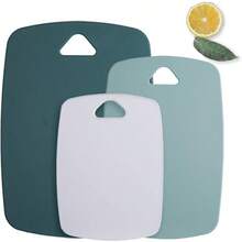 Juego de Tablas para Cortar de Plstico de 3 Piezas, Tablas para Picar Cocina, Tabla de Picar de Doble cara, Para Carne/Verduras/Frutas con Asas Antideslizantes, Fcil de Limpiar rosa - verde + 2l x 2an cm - Ver 2