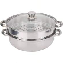 Utensilios de Cocina de Acero Inoxidable de Grado Alimenticio, Olla 27, 2 Capas, Bao Mara, Fcil Visualizacin, Calentamiento Rpido, Carga de 15 Kg, Ahorro de Energa - plateado - Ver 2