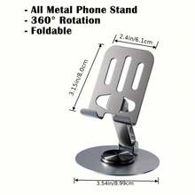 360 Degree Rotating Phone And Tablet Stand - All-Metal Adjustable Height And Angle Ergonomic Stand, Sturdy Base, No Drilling Installation Required, Suitable For Smartphones And Tablets, Modern Design, Ideal For Home Office And Living Room, Tablet Holder, Metal Surface Finish - Xám - Xem 3