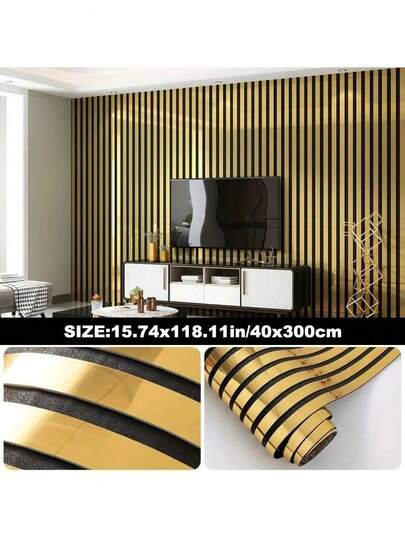 1 Roll Meoky 40*300cm Thick Large Roll, Self-Adhesive 3D Grid Wallpaper, Peel & Stick, Vinyl PVC Material, Mirror Reflective Texture, Suitable For TV Background, Sofa Background, Entrance Background, Living Room Bedroom Wall Decoration, Home Decoration Art, Easy Operation, One Person Can Easily Complete
