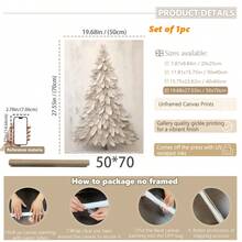 1pc, Canvas Wall Art, Framed Wall Decor, Christmas Art, Vintage White Painting Christmas Tree Mural, Christmas Wall Decor, Holiday Decor, Retro Art, Christmas Tree Ornament, Suitable For Home Decor, Living Room And Bedroom, Holiday Party Decorations, Happy New Year, Ideal Christmas And New Year Gift, Ready To Hang.