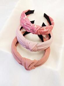 3pcs/Set Women Pink Bow Solid Fabric Headband Hair Accessories, Sweet Matching Hair Clips Headwear For Daily Use, Hair Band Hair Hoop