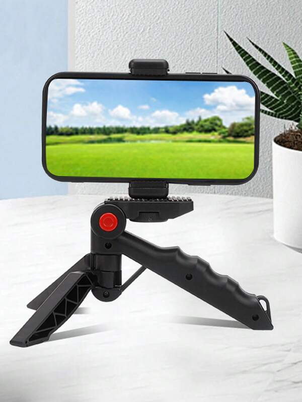 2pcs/Set Portable Desktop Tripod Stand, Multifunctional Live Streaming Selfie Tripod With Phone Holder & E-Shaped Clamp