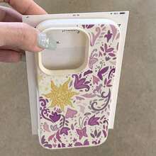 1pc TPU Material Purple Butterfly Pattern Full Screen Phone Case Compatible With IPhone Waterproof Shockproof Anti-Fall Scratch Resistant - White - View 5