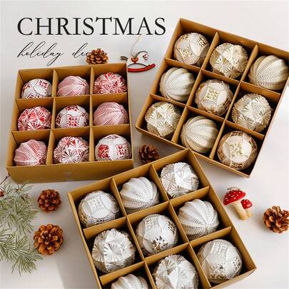 8CM/9PCS Christmas New Style Christmas Ball Christmas Decorations Creative Gift Ball Ornaments Pendant