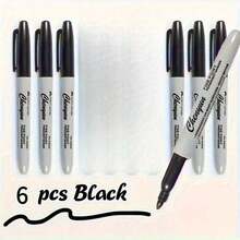 6-Pack High-End Fine Tip Black Marker Pen Box - Quick-Drying Waterproof Ink, Precise Writing Without Smudging, Medium Tip Suitable Office, Study, And Hand-Drawn Scenes, Combining Professional Quality With Fashionable Appearance - 6 Pieces Black - View 1