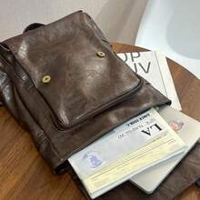 2025 Wasteland Style Rucksack Hochwertiger Vielseitiger Reiserucksack Retro Große Kapazität College Style Pendler Tasche Einzelschultertasche Handtasche Baguette Tasche Umhängetasche Tragetasche - Schwarz - Übersicht 4