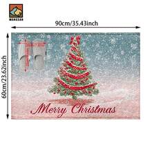 1 pieza Alfombra antideslizante con diseño de árbol de Navidad, alfombra antideslizante de fibra súper, adecuada para decoración de fiesta navideña, cocina, baño, comedor, dormitorio, puede ser un regalo de Navidad