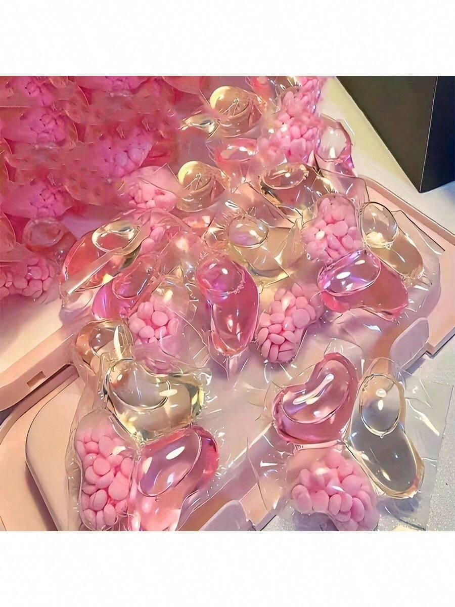 100/30pcs/Set 3-In-1 Cherry Blossom Laundry Balls Set - Cleaning, Fabric Softening, Heavy Duty Stain Removal Laundry Balls, Concentrated Fragrant Laundry Detergent, Fabric Softener, Anti-Static - Pink - View 1