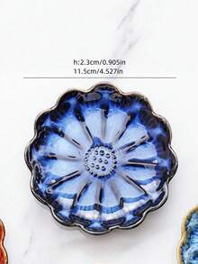 1pc 4.45-Inch Ceramic Flower Petal Jewelry Tray Holder, Storage Dish For Necklaces, Nordic Creative Reactive Glaze Japanese Style High-End Elegant Gradient Lotus Flower Shaped Flat Dish, Suitable For Hotels, Jewelry Stores, Restaurants, Offices, Exhibitions, Kitchens, Living Rooms, Bathrooms, Home Decor, Jewelry, Hair Accessories, Daily Items, Fragrance, Back To School.