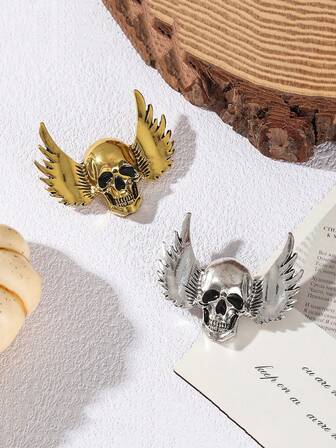 1 stuk schedelkop broche van legering, hoogwaardig Halloween accessoire, kerstcadeau, cadeau voor mannen, tasspelden