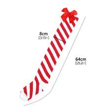 2 pièces/set Chaussettes hautes de Noël à nœud rayé, motif rayé diagonal rouge et blanc bonbon, vert et blanc. Costume de Noël, convient pour les fêtes et les représentations