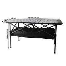 Folding Portable Camping Table Roll-Up Table With Storage For Backyard Beach BBQ - Black - View 7