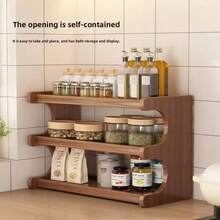 Multi-Functional Wooden Spice Rack, Kitchen Countertop Organizer, Living Room & Bedroom Storage Shelf