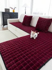 1 chiếc đệm ghế sofa lông nhân tạo cao cấp, vỏ bọc ghế sofa tối giản và mềm mại, phù hợp với mọi mùa, chống bụi và trầy xước để bảo vệ ghế sofa, thích hợp cho phòng khách, phòng ngủ, phòng làm việc - Đỏ - Xem 1