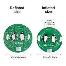 1 pieza Tubo de esquí inflable grueso, material de PVC con patrón de muñeco de nieve y pingüino, adecuado para deportes de invierno al aire libre, accesorio de colchoneta de esquí inflable para adultos