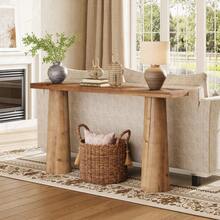 63-Inch Solid Wood Console Table, Long Farmhouse Entryway Table, Rectangular Couch Furniture Behind Sofa For Entrance, Hallway, Living Room - màu nâu - Xem 12
