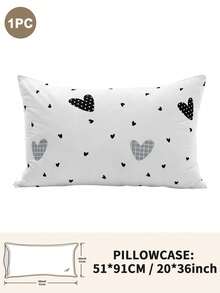 1pc/2pcs/4pcs Black And White Heart Pattern Pillow Cover Set (Pillow Inner Not Included), Soft & Comfortable, Suitable For All Seasons