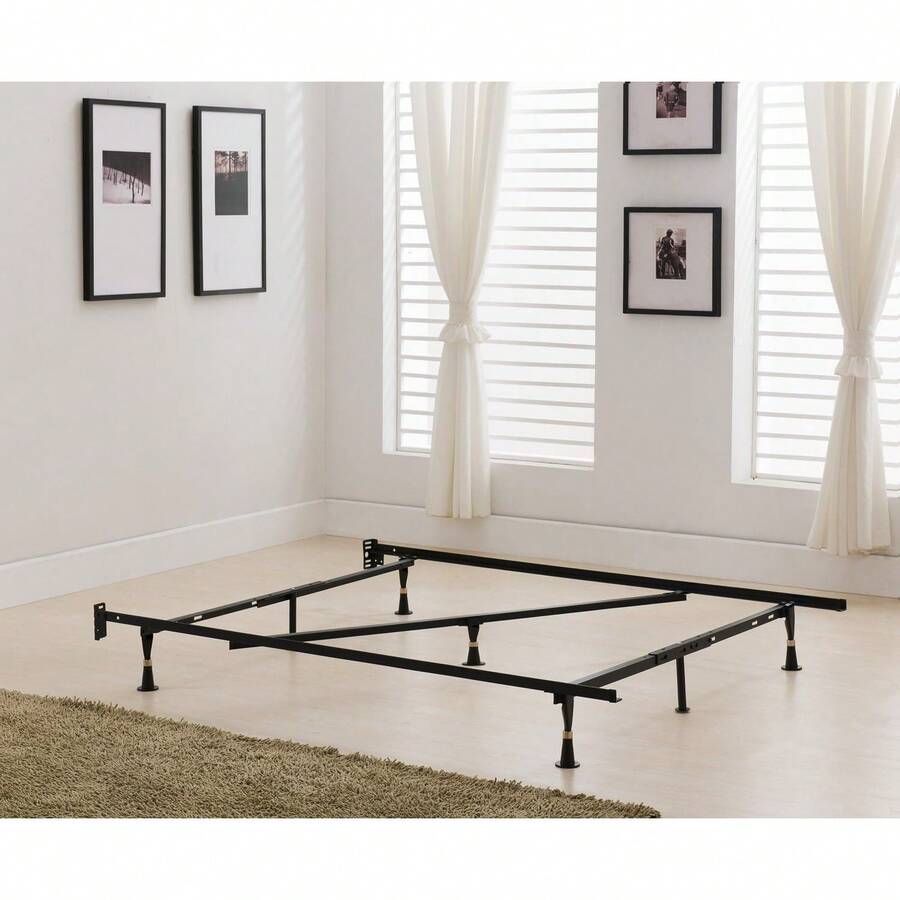 Khome Marco de Cama de Metal Ajustable de Patas (, Full, Full XL, Twin, Twin XL) con Barra de Apoyo Central - 1 - Ver 1