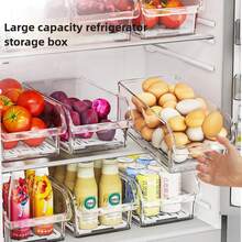 Clear Visible Classified Storage Fridge Organizer Bins Fruit Vegetable Food Drink Refrigerator Storage Containers Home Fridge Essential Must-Have For Housewives Popular Fridge Organizer - 1 cái có khay thoát nước - Xem 8