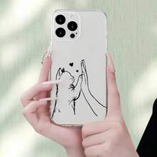 1 件可爱猫咪拳头撞心创意图案透明防震 TPU 手机壳适用于 17 16 15 14 13 12 11 Pro Max、A55/54/53/52/51、S25/24/23/22/21 系列 - 彩色 - 查看 4