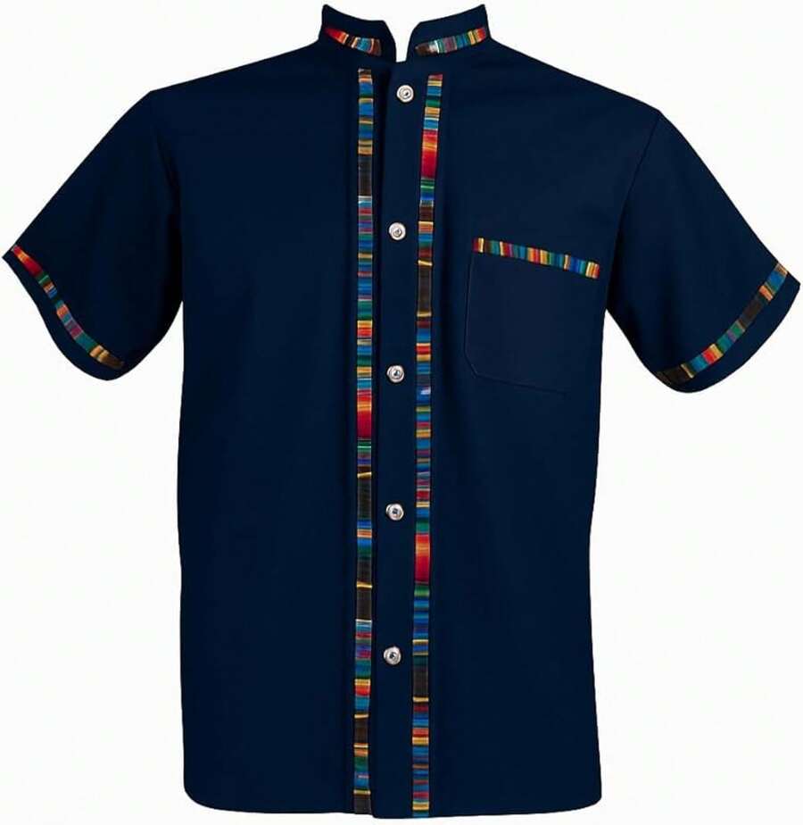 Men's Short Sleeve Mexican Guayabera Shirts Made In Mexico, Multiple Colorshalloween - 海軍 - 查看 1