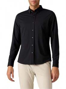 Men's Commuter Shirt, Performance Dress Shirts For Men, Machine Washable, Wrinkle Resistant, Slim Fit Button Down Shirthalloween - Black - View 1