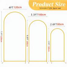 3-Piece Arched Background Stand With Drawstring Bag And Gloves, Golden Metal Balloon Arched Photography Background, Wedding Supplies, Birthday Party Decoration, Flower Stand - 金色 - 查看 9