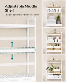 SONGMICS Maximize Bathroom Space: Versatile 3-Tier Over-The-Toilet Organizer With Adjustable Shelves And Bamboo Finish - 雲白色 - 查看 2
