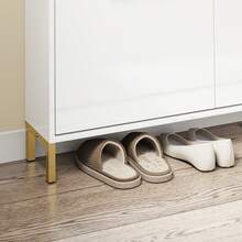 SoBuy Shoe Cabinet Narrow High - Shoe Tipper With 4 Flaps Shoe Rack With 4 Shelves Narrow Shoe Cabinet For Hallway Space For 8-12 Pairs Of Shoes White 100x19x90 Cm - Trắng + Vàng - Xem 8
